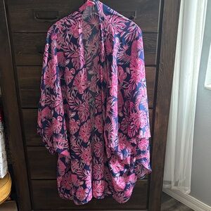 Pink and Blue Floral Kimono